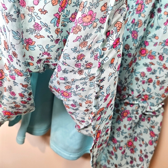 The Children's Place Girls Teal Chiffon 2 Tiered Sleeveless Summer Dress Size 16 - Picture 9 of 13